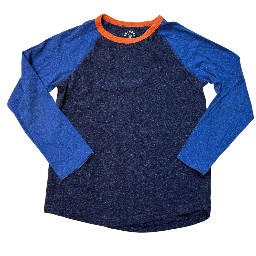Primary Blue & Orange Raglan Long Sleeve Shirt - Size 10